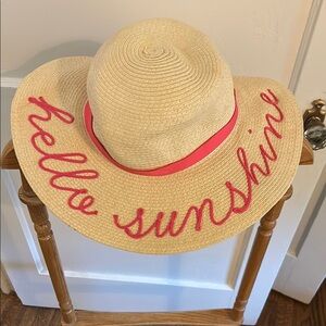 Straw Sun Hat with Pink Trim